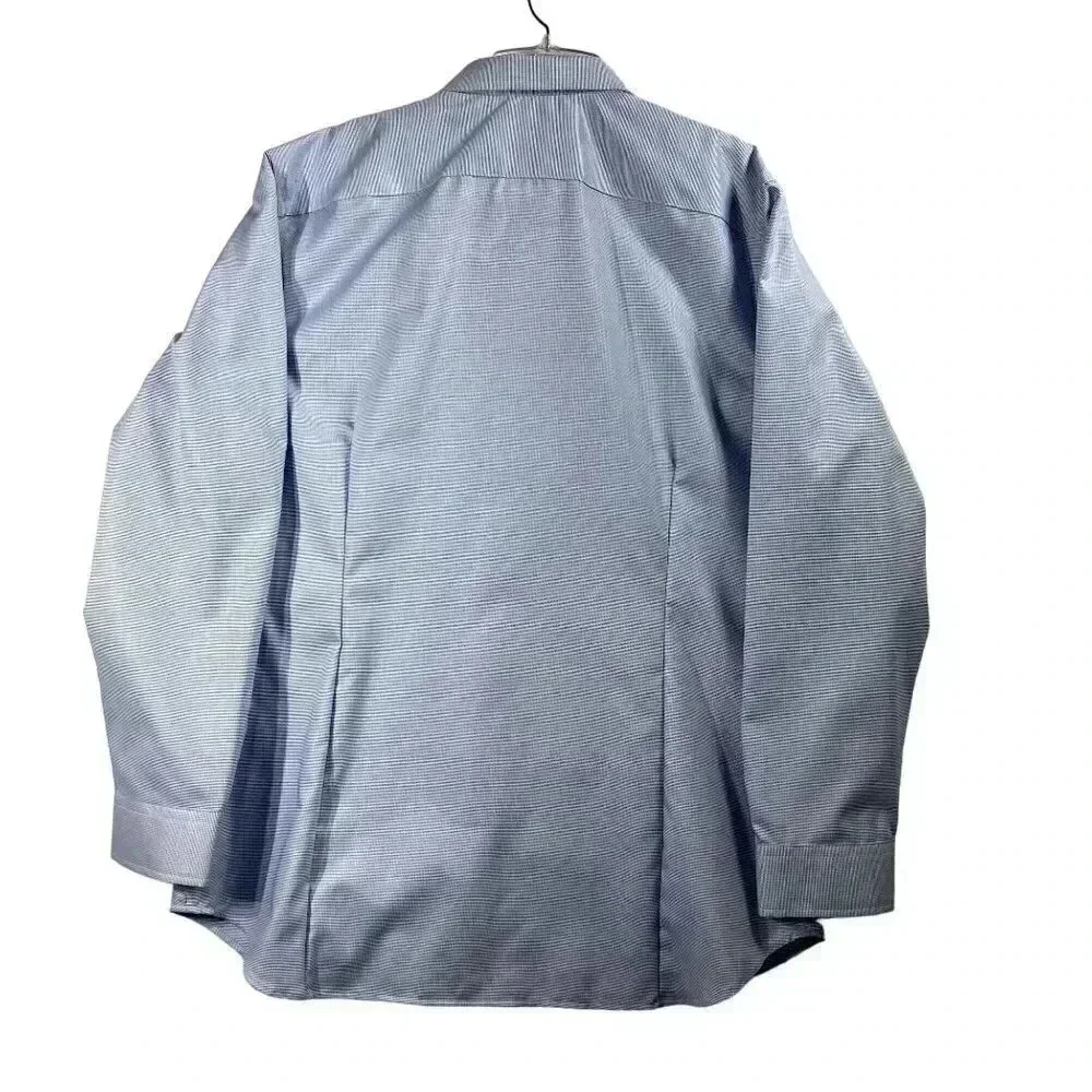 Banana Republic Men's XXL Basic Blue SlimFit Untucked NonIron Grid Pattern Shirt